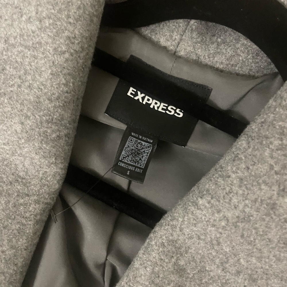Express Gray Wrap Jacket With Notched Collar - image 3